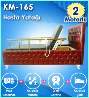 2 Hareketli Ahşap Hasta Karyolası KM-165 Model