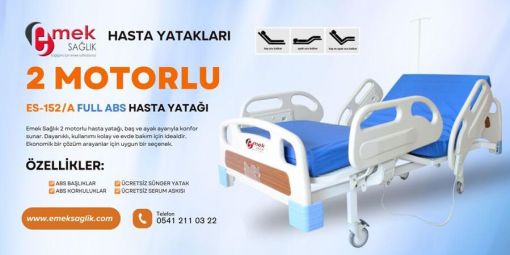 2 Hareketli Abs Başlıklı ve Abs Yan Korkuluklu Hasta Karyolası